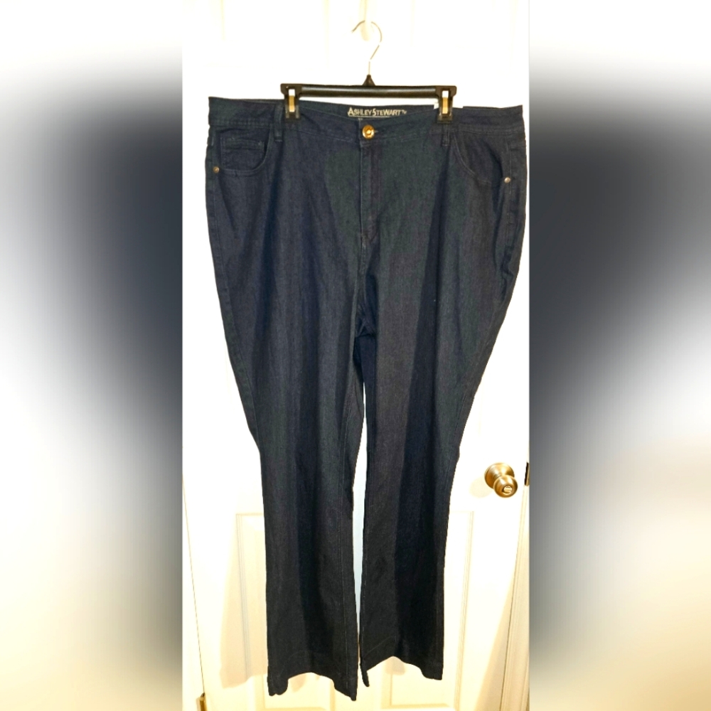 Plus Size and Tall Bootcut Dark Denim Jeans-Ashley Stewart